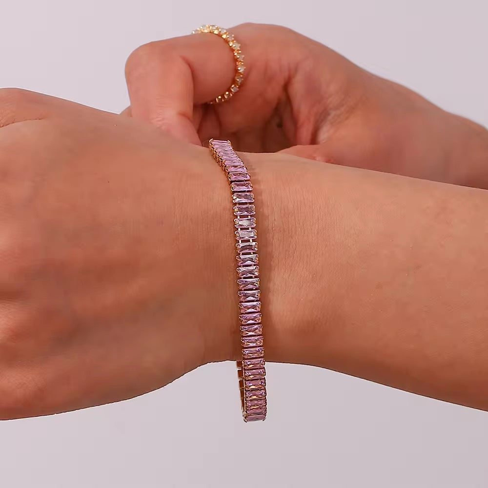 Pink Baguette Tennis Bracelet
