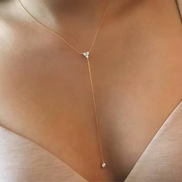 Trio Diamond Lariat Necklace