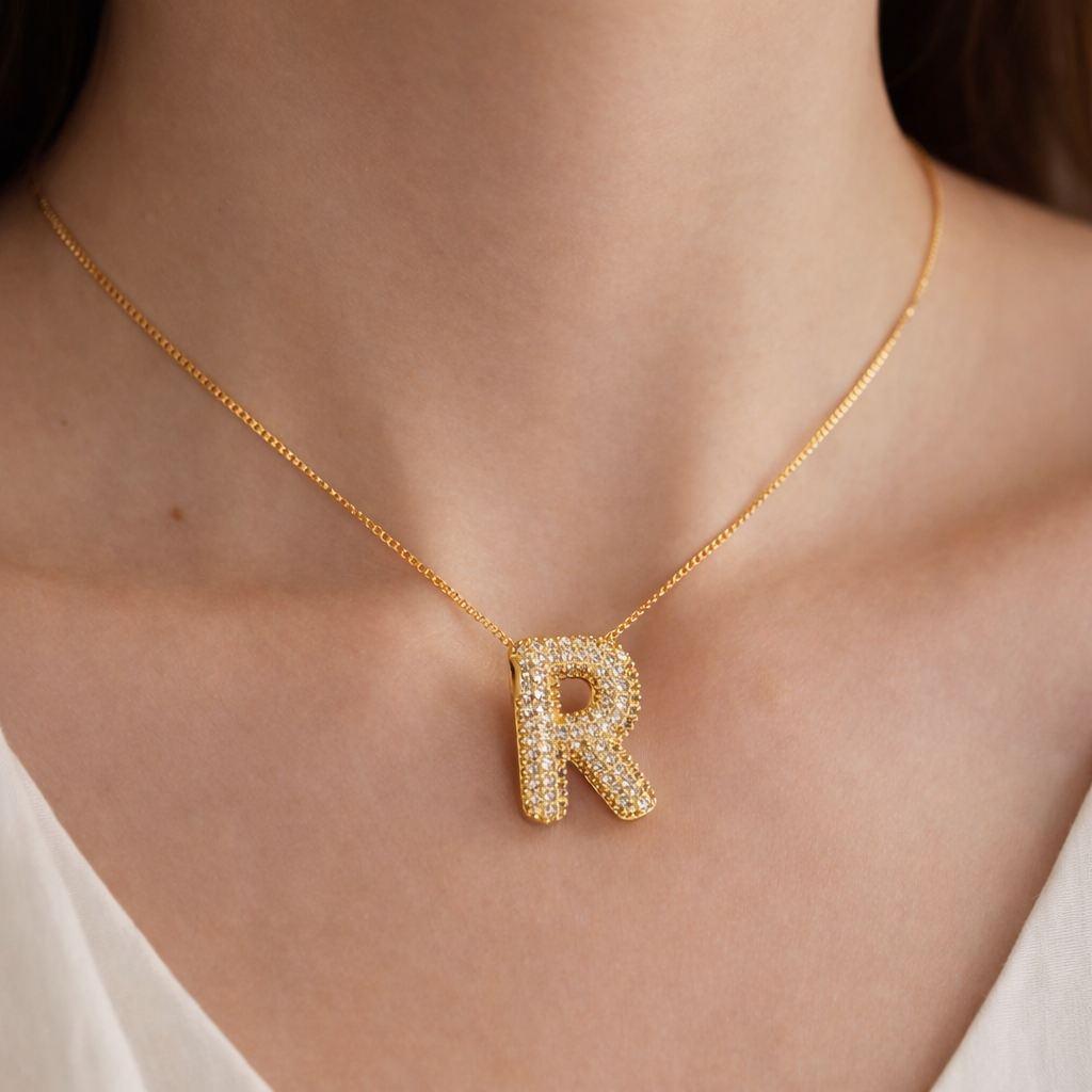 Personalized Initial Zirconia Necklace R