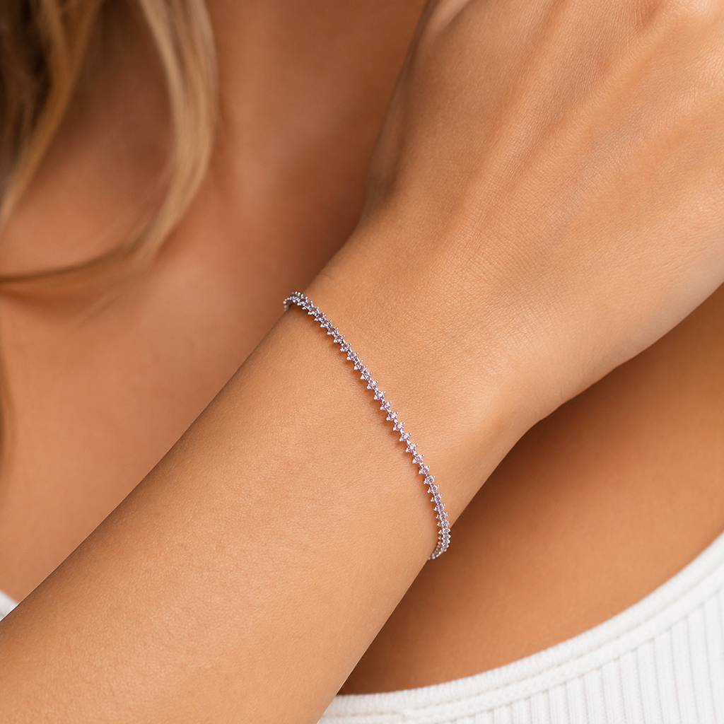 Dainty Pink Tennis Bracelet