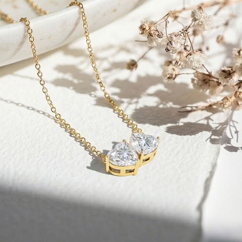 Double Heart Diamond Necklace