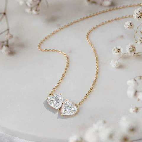Double Heart Diamond Necklace