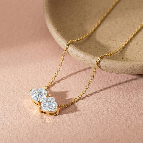 Double Heart Diamond Necklace