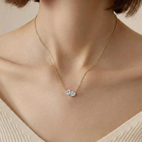 Double Heart Diamond Necklace