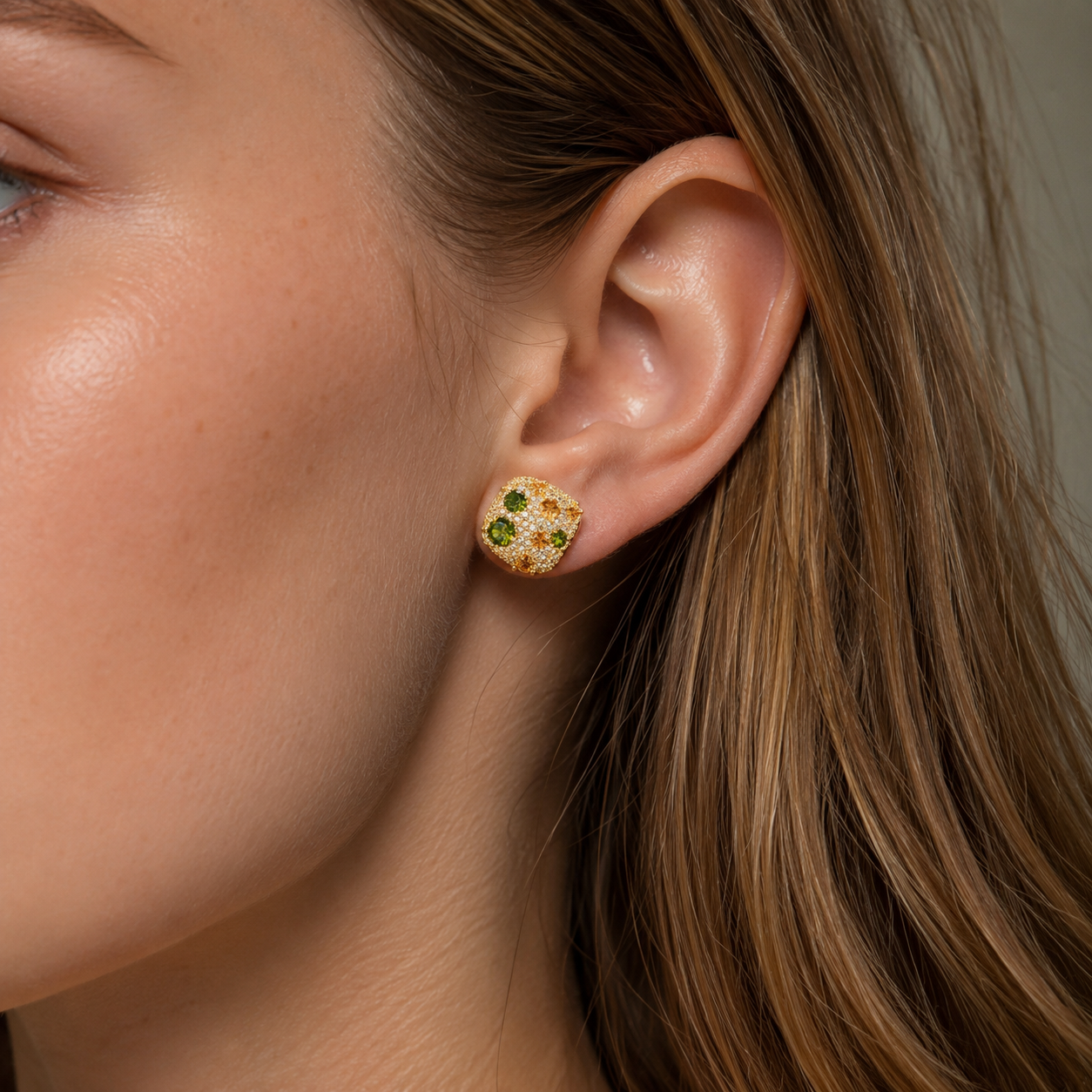 Multi-Stone Cluster Earrings