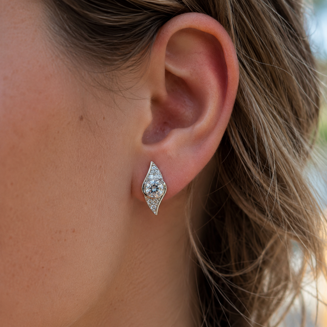 Marquise Halo Stud Earrings