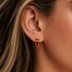 Dual Stone Huggie Earrings