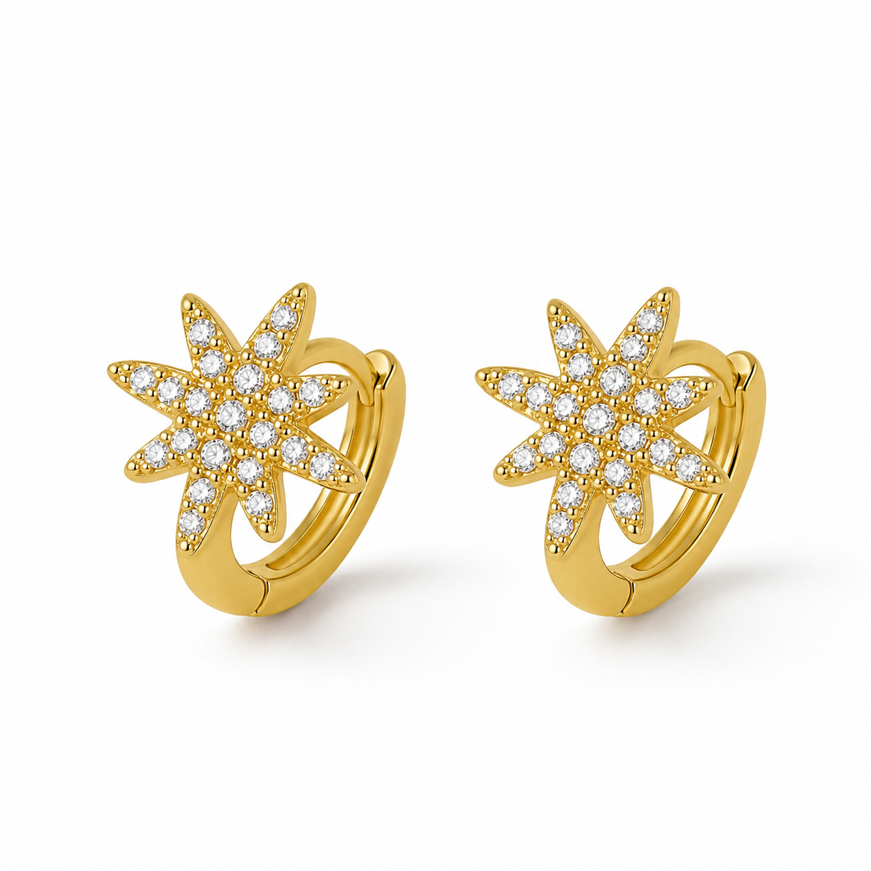 Starburst Zirconia Huggie Earrings