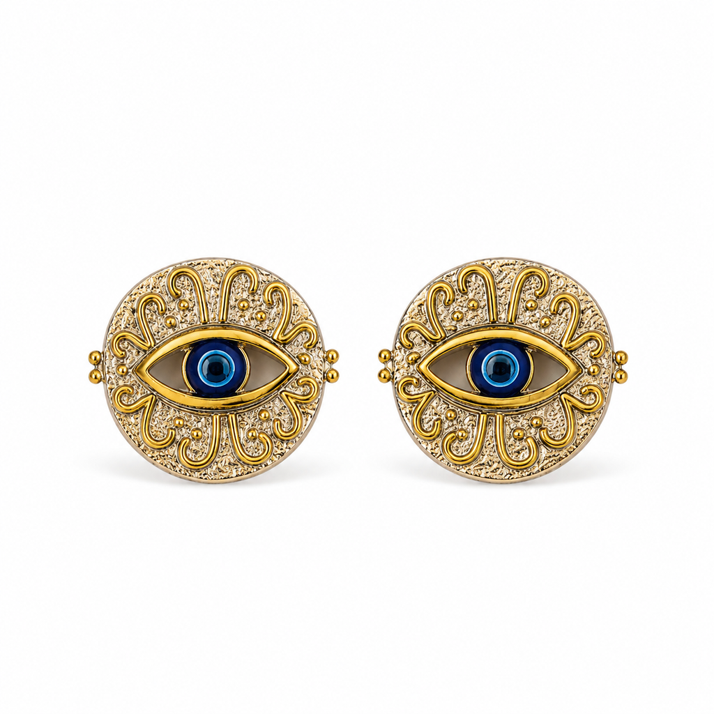 Evil Eye Mixed Metal Statement Earrings