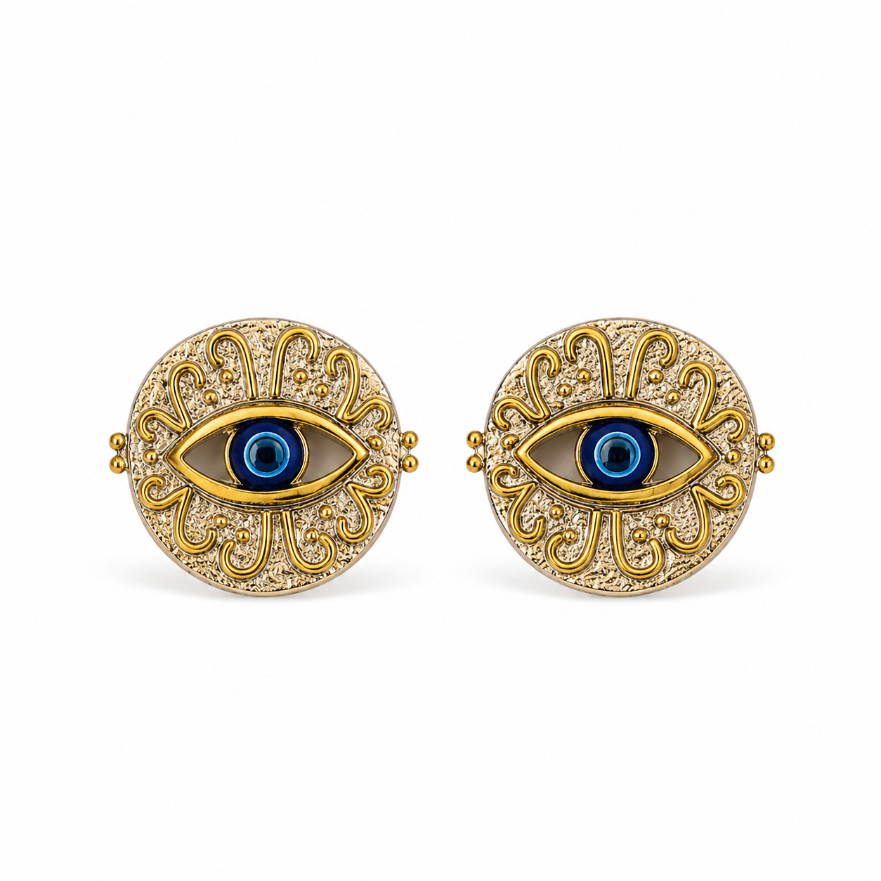 Evil Eye Mixed Metal Statement Earrings