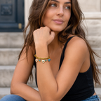 Hearts Semi Precious Stone Charm Adjustable Bracelet