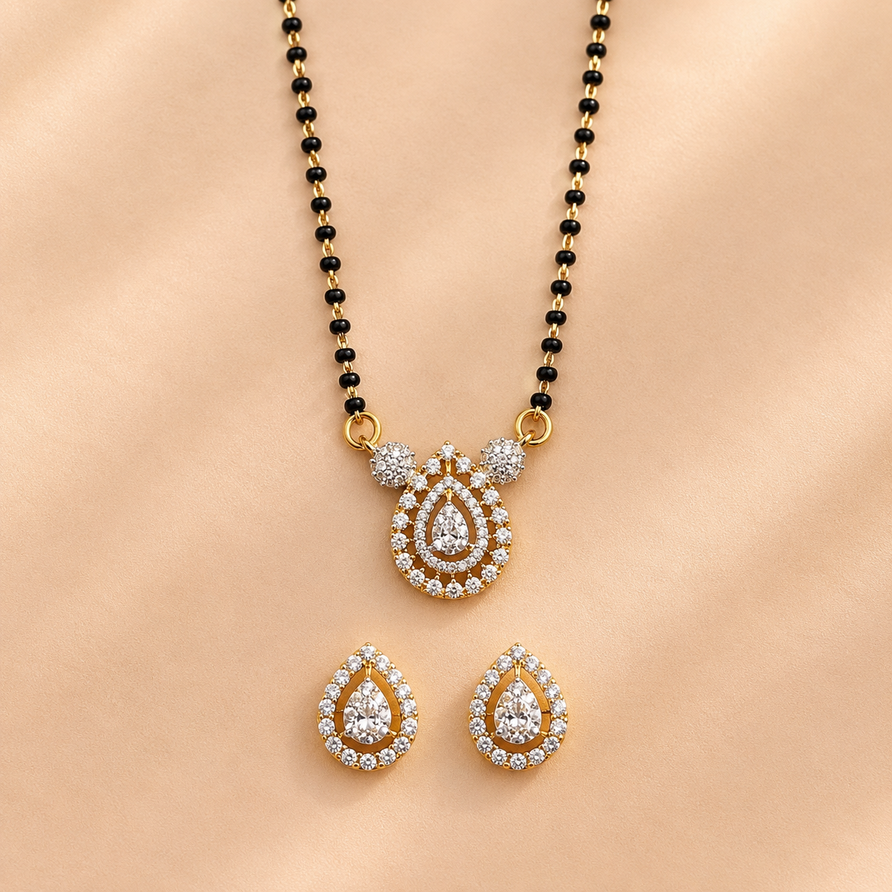 Aura Drop Mangalsutra Set with Earrings