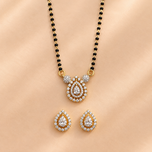 Aura Drop Mangalsutra Set with Earrings