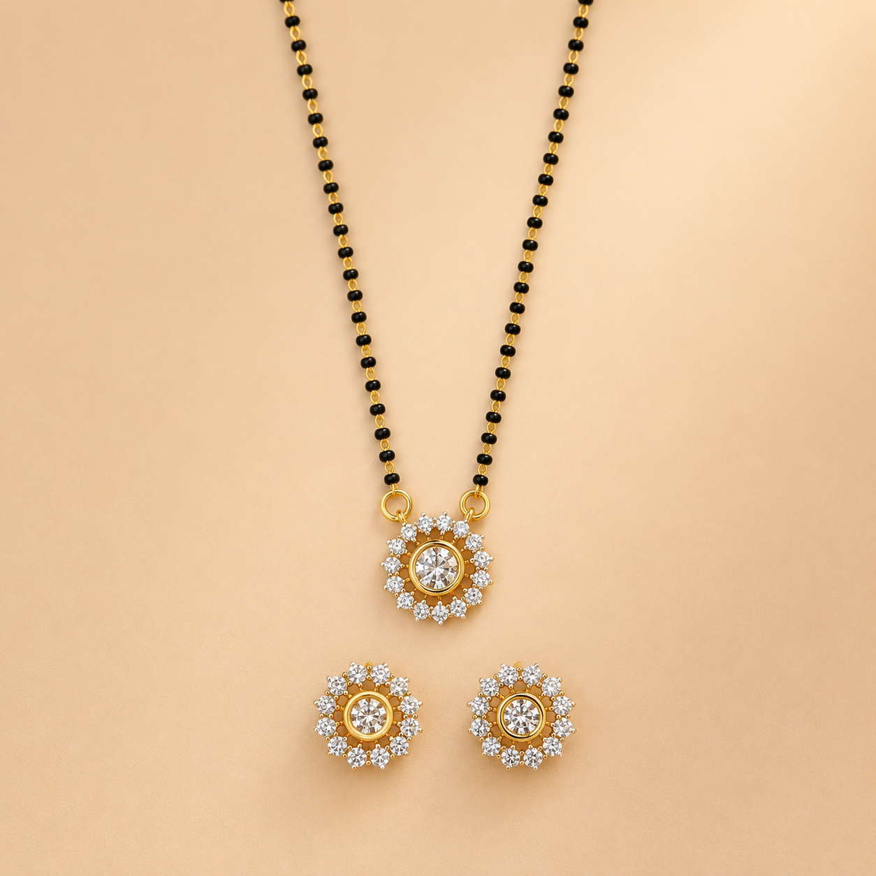 Daisy Bloom Mangalsutra Set with Earrings