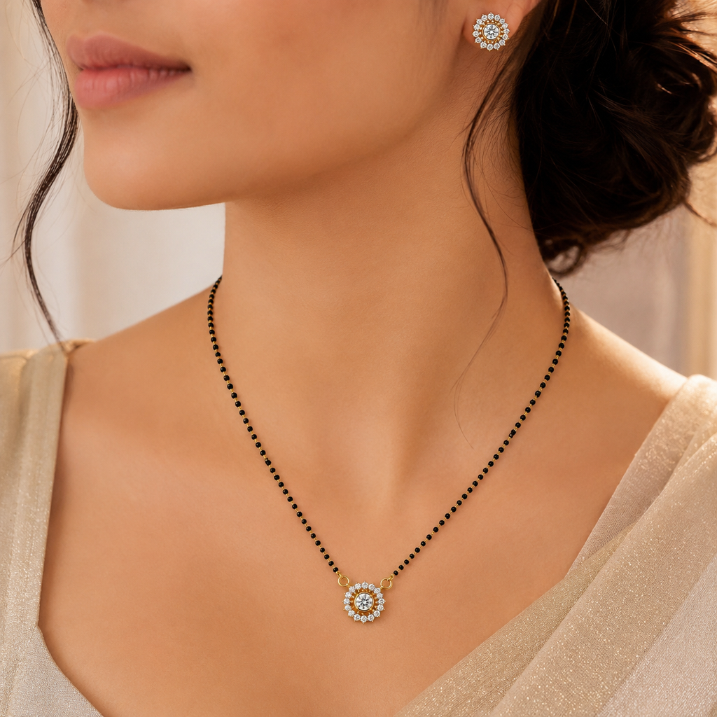 Daisy Bloom Mangalsutra Set with Earrings