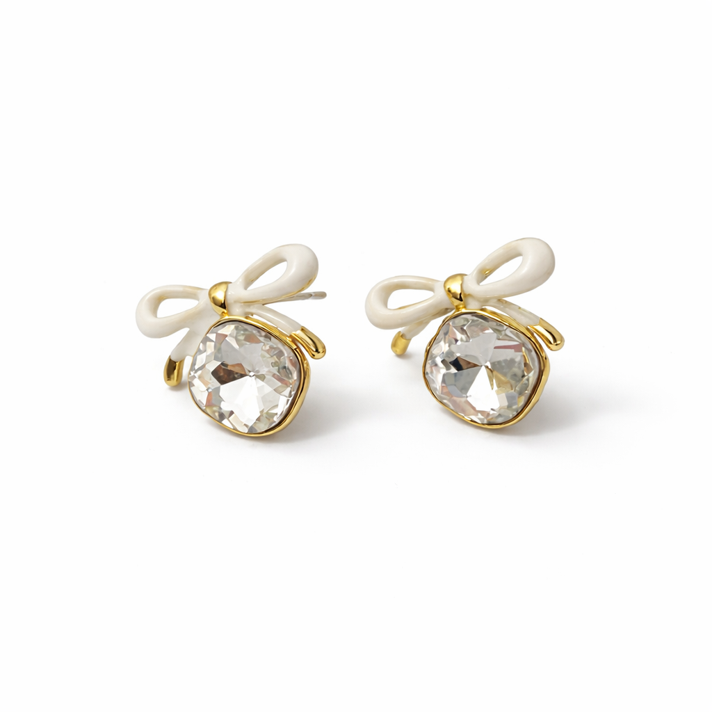 Crystal Bow Drop Earrings