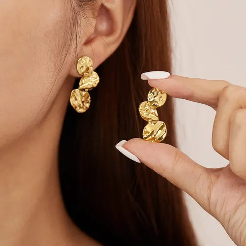 Hammered Pebal Irregular Drop Earrings
