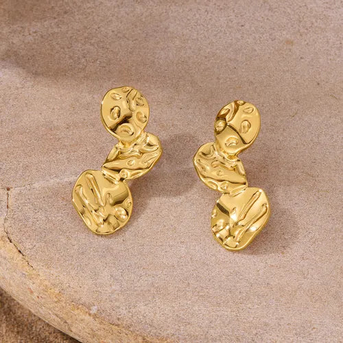 Hammered Pebal Irregular Drop Earrings