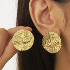 Roman Coin Textured Earrings