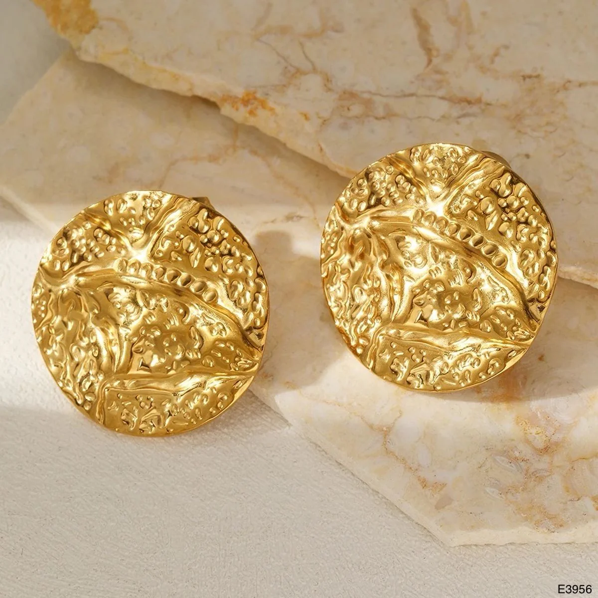 Roman Coin Textured Earrings