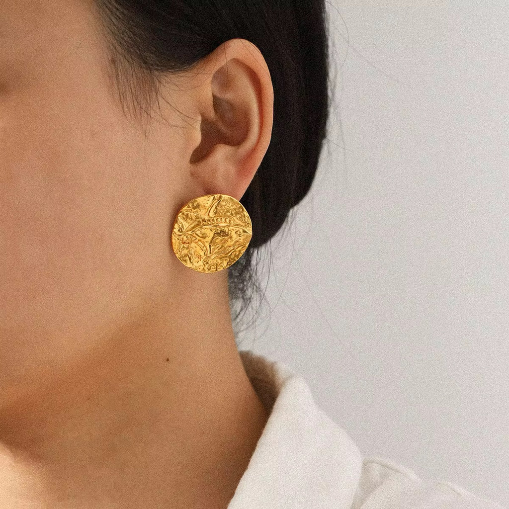 Roman Coin Textured Earrings