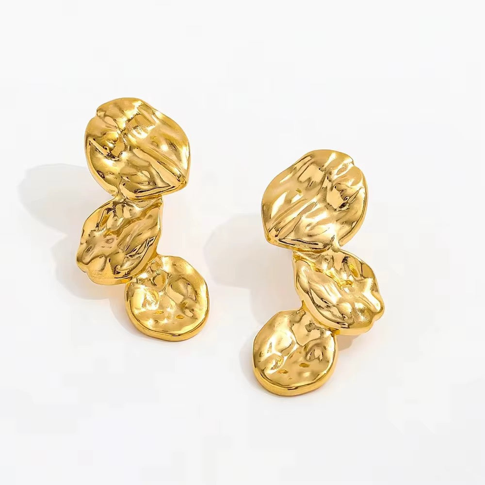 Hammered Pebal Irregular Drop Earrings