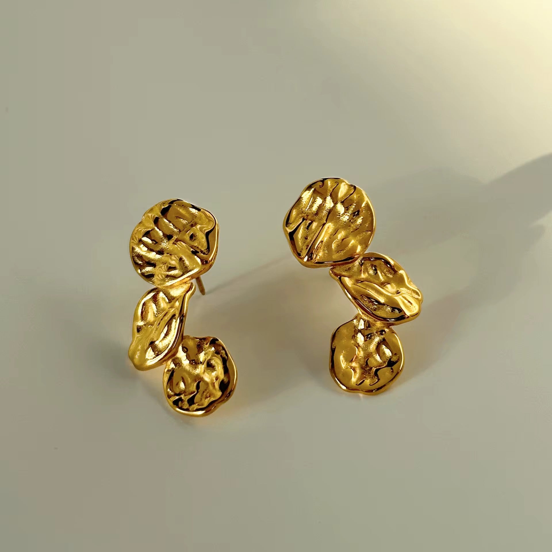Hammered Pebal Irregular Drop Earrings