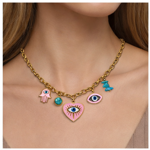 Daisy Hamza Semi Precious Stone Charm Necklace