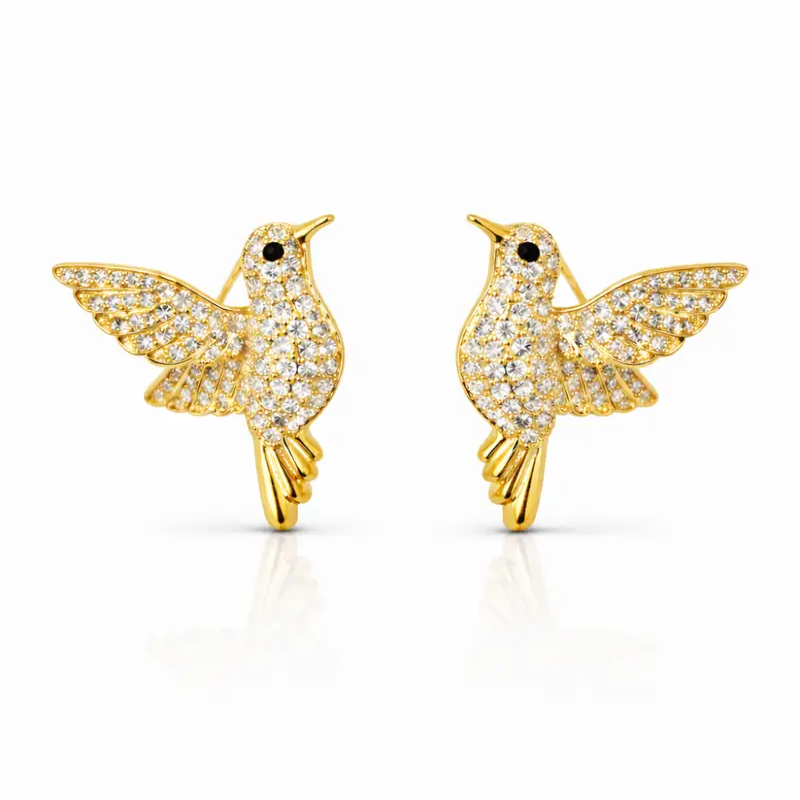 Hummingbird Zircon Studded Earrings