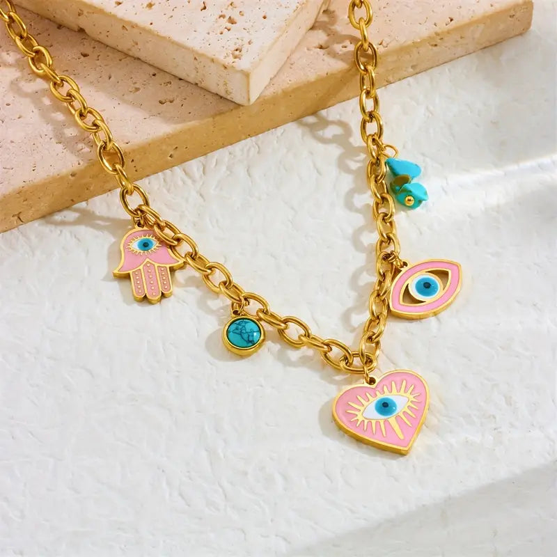 Daisy Hamza Semi Precious Stone Charm Necklace