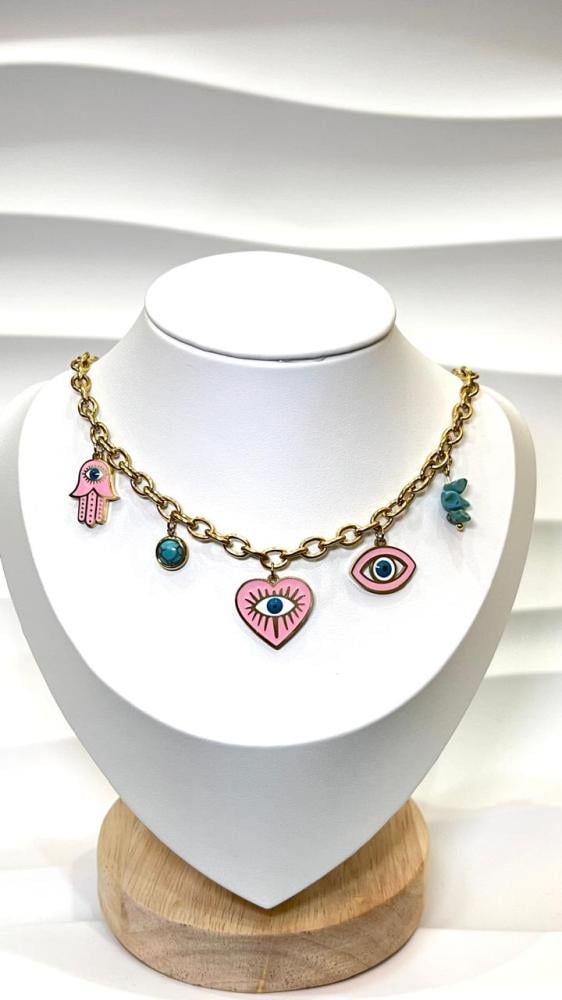 Daisy Hamza Semi Precious Stone Charm Necklace