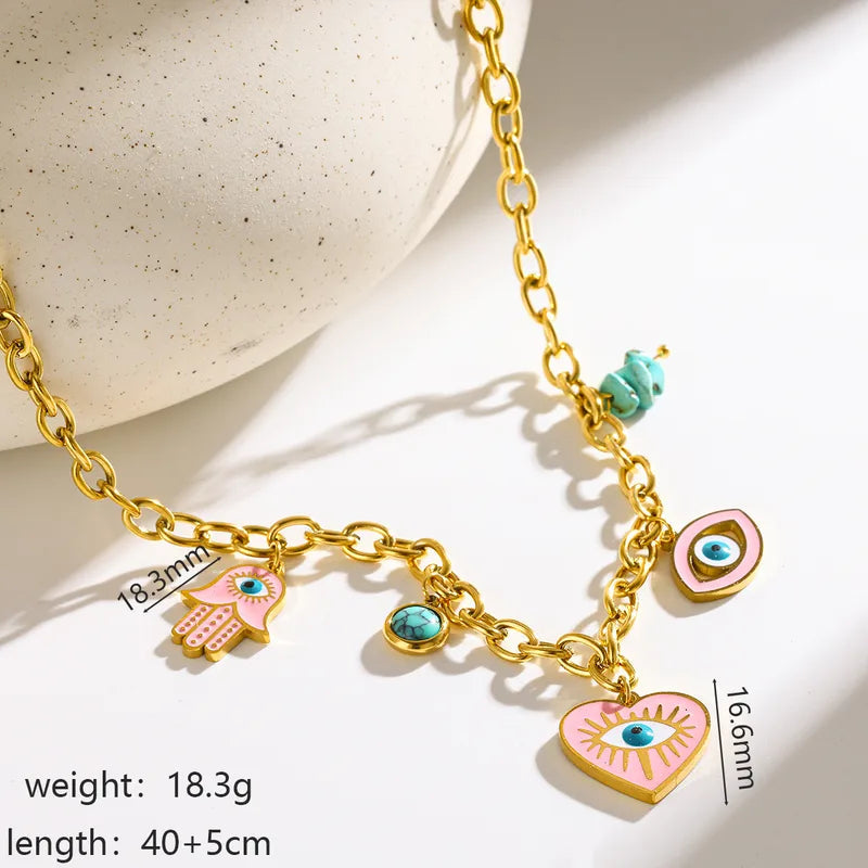 Daisy Hamza Semi Precious Stone Charm Necklace