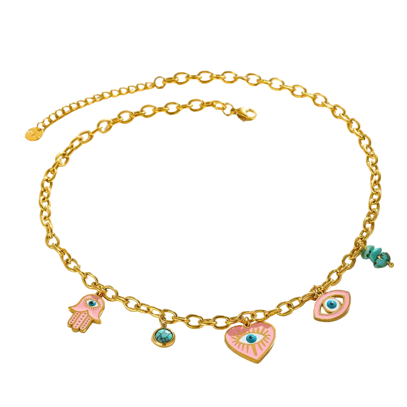 Daisy Hamza Semi Precious Stone Charm Necklace