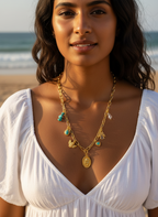 Faith Semi-Precious Stone Charm Necklace