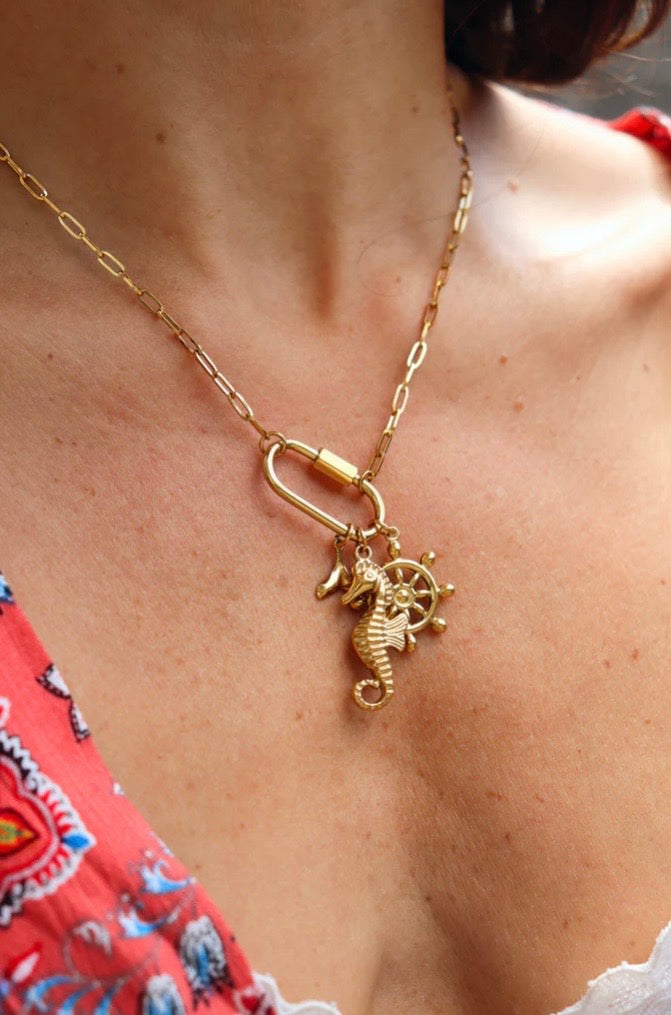 Beach Essential Seahorse  Charm Necklace