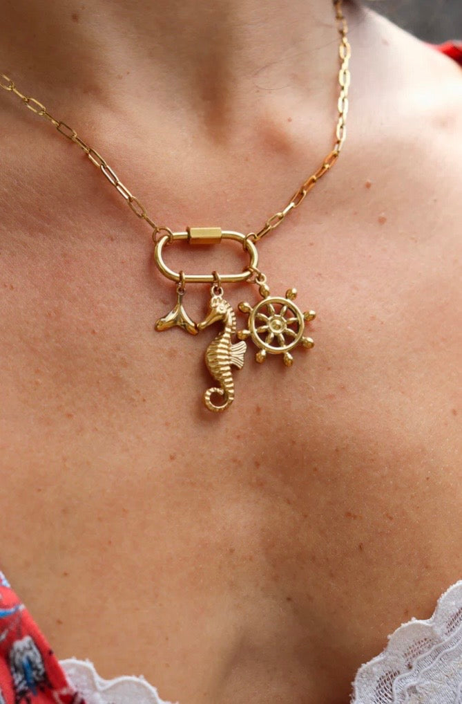 Beach Essential Seahorse  Charm Necklace