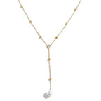 Y- Shape Zircon Pearl Droplet Lariat Necklace