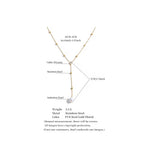 Y- Shape Zircon Pearl Droplet Lariat Necklace