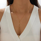 Y- Shape Zircon Droplet Lariat Necklace