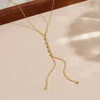 Y- Shape Zircon Droplet Lariat Necklace
