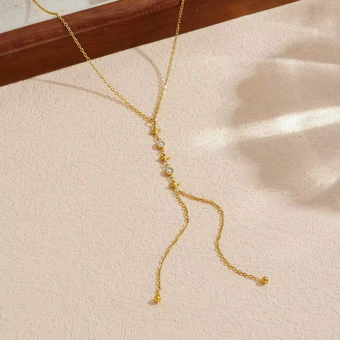 Y- Shape Zircon Droplet Lariat Necklace