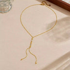 Y- Shape Zircon Droplet Lariat Necklace