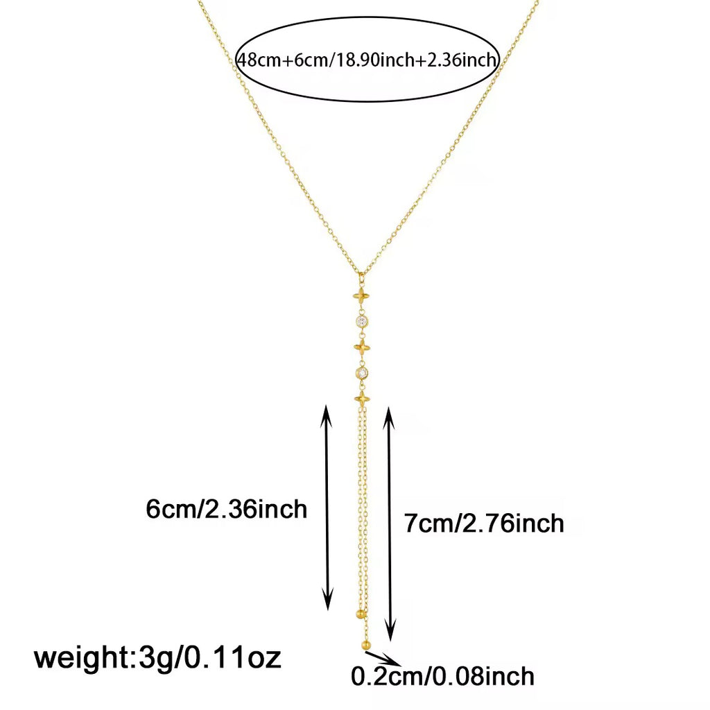 Y- Shape Zircon Droplet Lariat Necklace