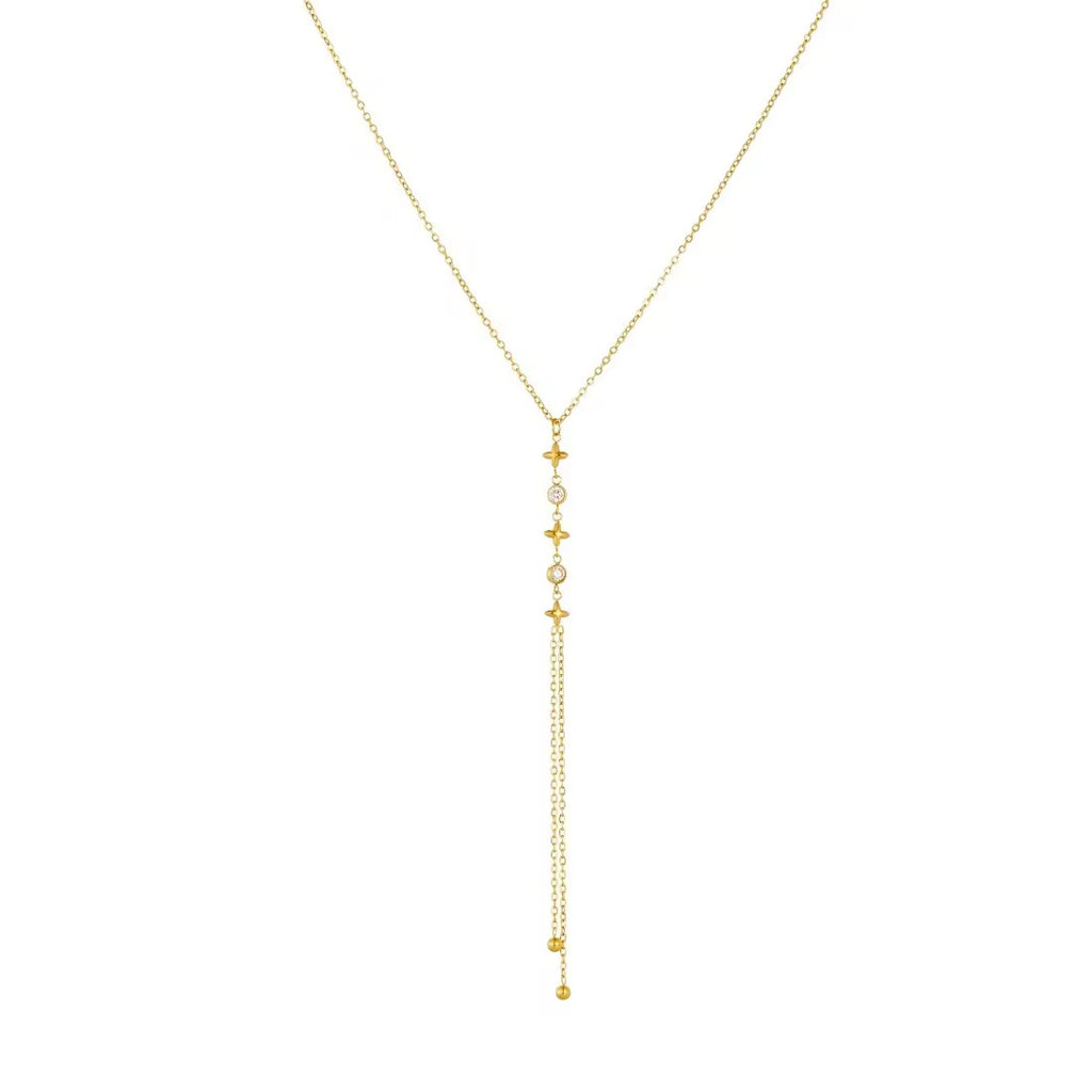 Y- Shape Zircon Droplet Lariat Necklace