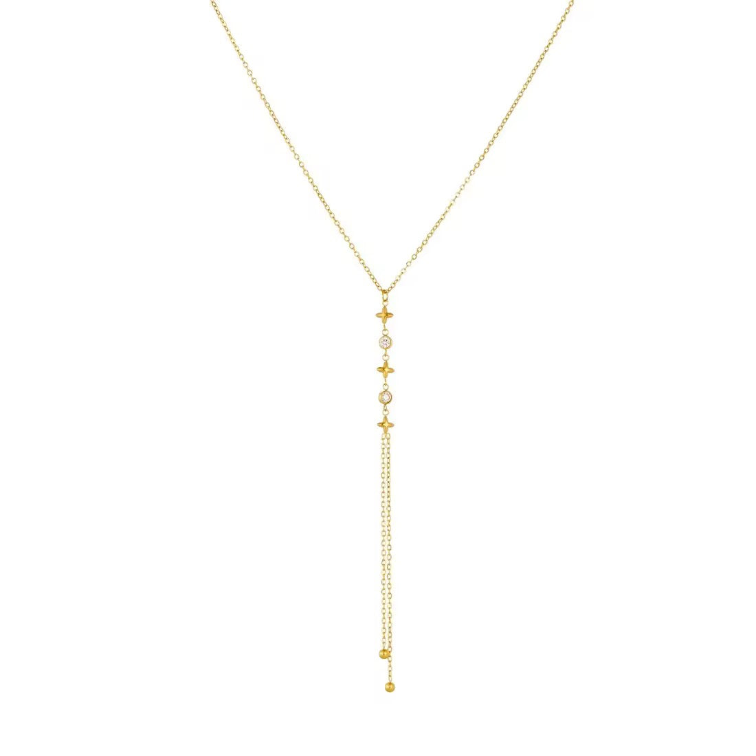 Y- Shape Zircon Droplet Lariat Necklace