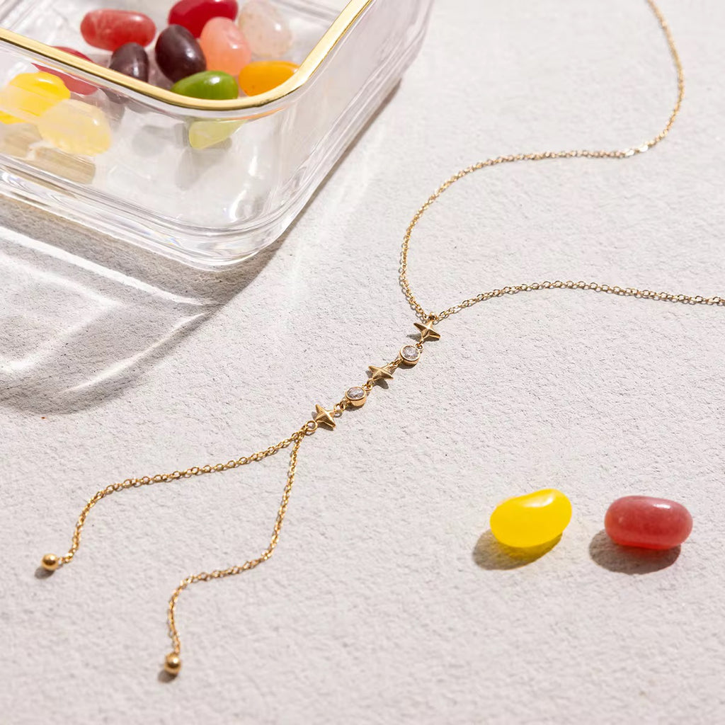 Y- Shape Zircon Droplet Lariat Necklace
