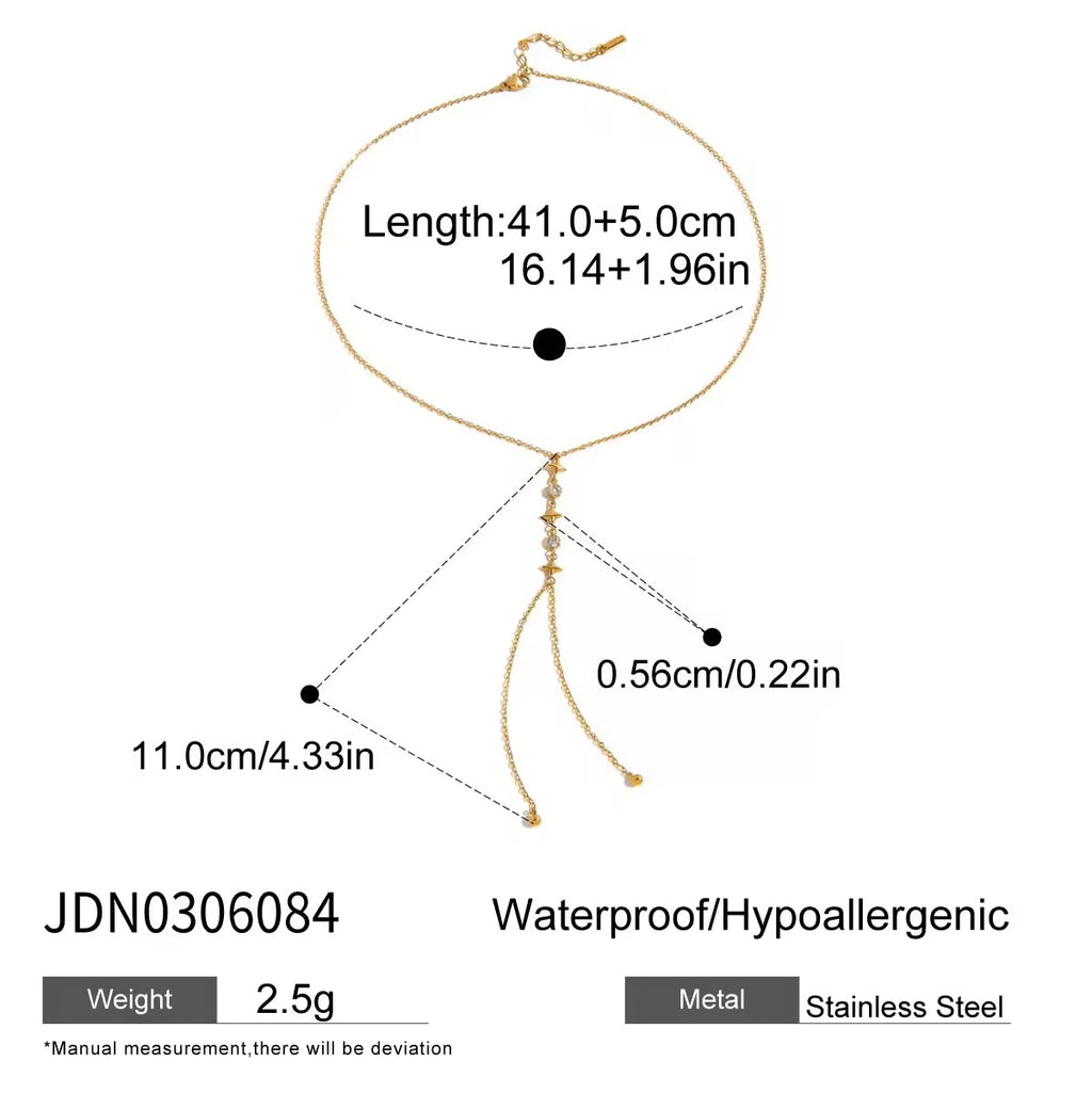 Y- Shape Zircon Droplet Lariat Necklace