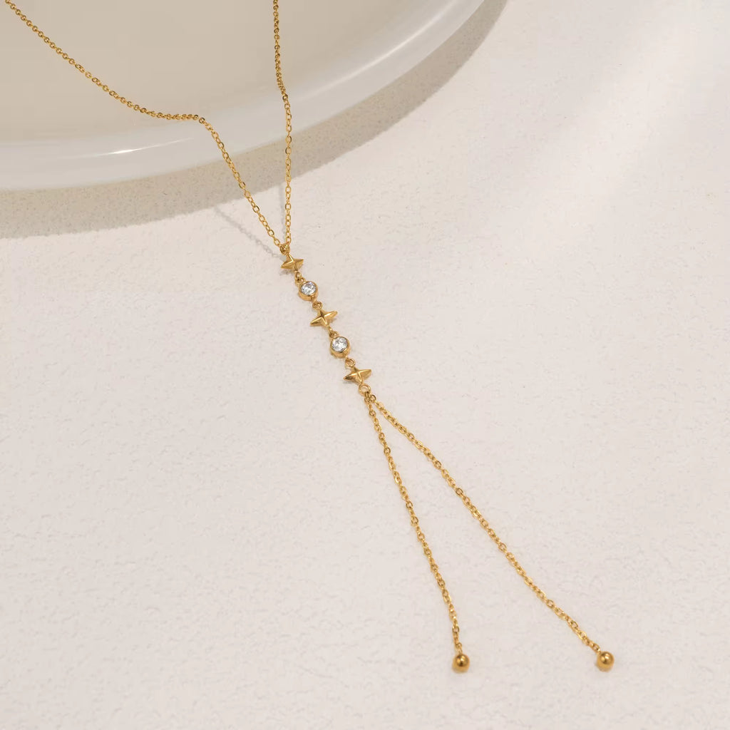 Y- Shape Zircon Droplet Lariat Necklace