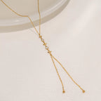 Y- Shape Zircon Droplet Lariat Necklace