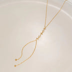 Y- Shape Zircon Droplet Lariat Necklace